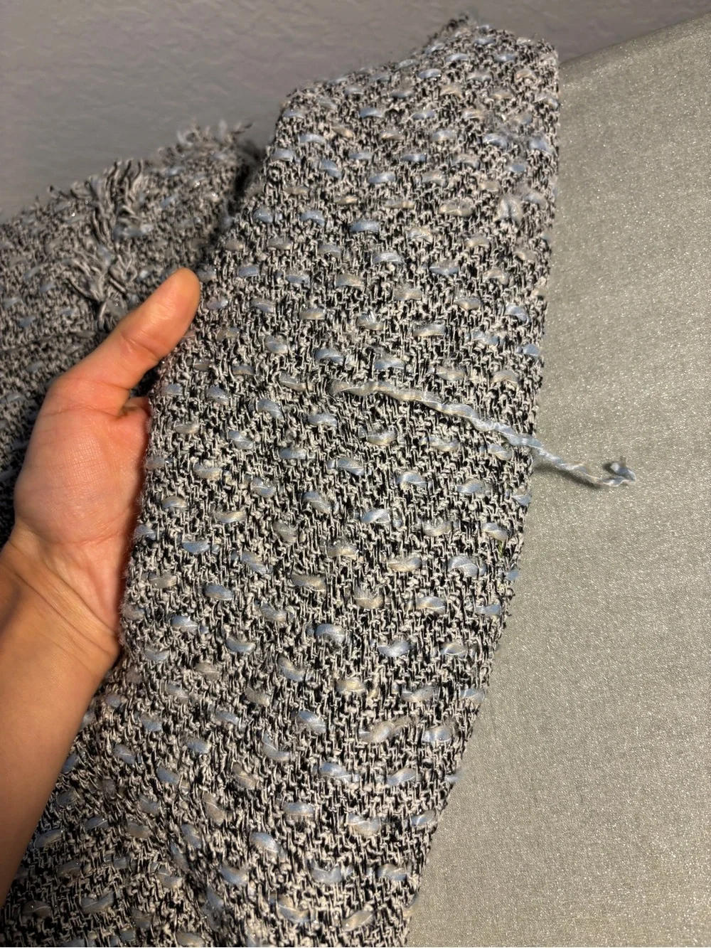 Carole Little Gray Fringed Tweed Blazer